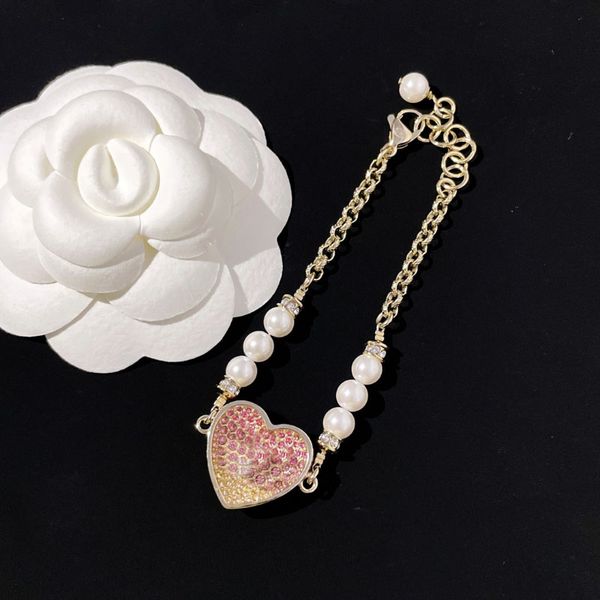 

pearl colorful rhinestone enamel heart charm bracelets for women, Golden;silver