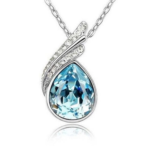 

angel wing drop necklace austria crystal rhinestone with platinum plated2902641, Silver