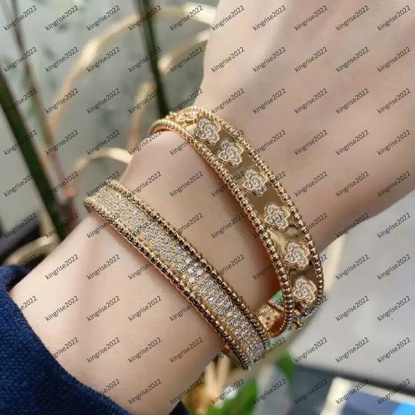 

van charm bracelets signature bracelet vanclee four-leaf clover star kaleidoscope three-color gold bracelet for womens girls valentine', Black