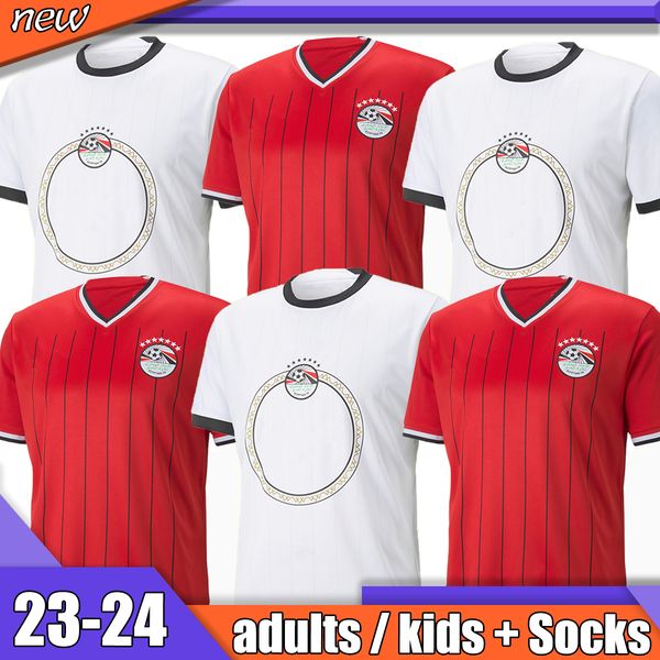 

22 23 soccer jerseys home away national team uniforms ramadan m.elneny a. hegazi kahraba football shirt red white jerseys de futbol maillots, Black;yellow