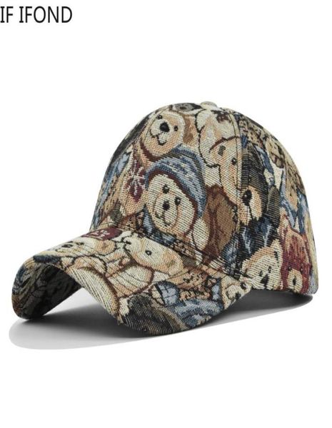 

ball caps good quality baseball cap for women men cute bear print casual snapback hat streetwear cotton hip hop capsball1207337, Blue;gray