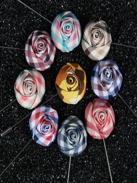 

new men brooch flower lapel pins suit boutonniere fabric yarn pin ribbon broches button flower brooches wedding party groom wear g1453918, Gray