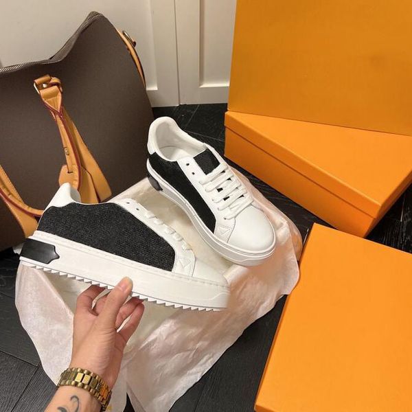

fashion flat shoes designer printed casual shoes women travel leather lace-up sneakers 100% cowhide running sneakers letters women's sh, Black
