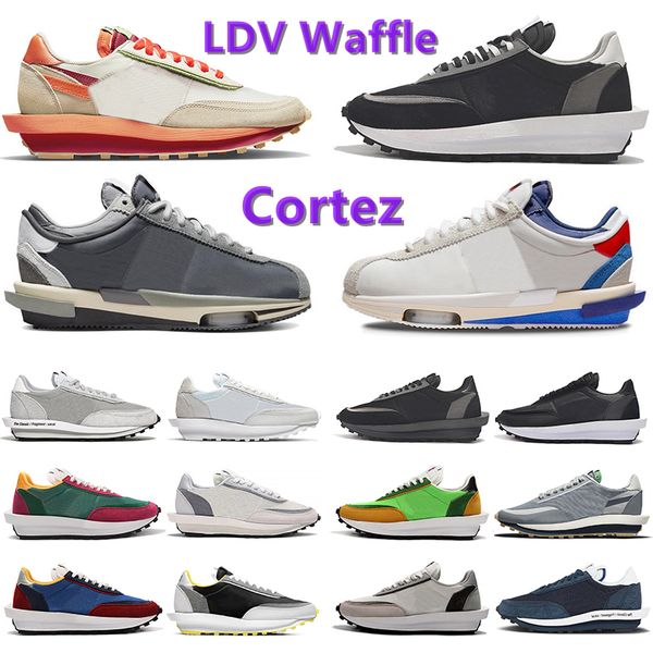 

running shoes sports sneakers ldv waffle designer men cortez 4.0 iron grey triple black university red fragment blackend varsity blue men wo