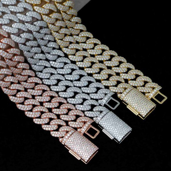 

diamond chain 925 mens ladies moissanite cuban 15mm sterling silver link bracelet necklace