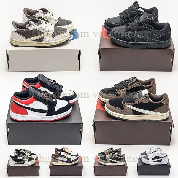 

new fashion jumpman 1 kid shoes reverse mocha chicago black phantom kids sneaker basketball shoes boys and girls black toe unc toddler train