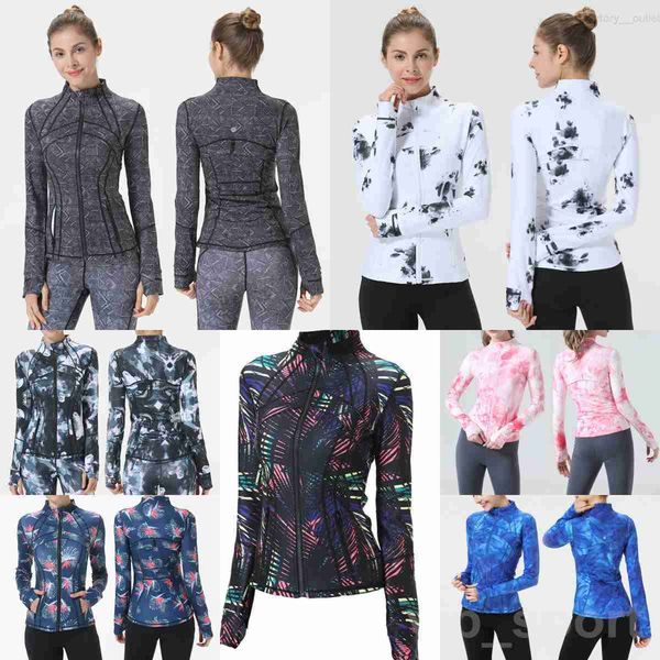 

define lady yoga outdoor long sleeve coat fitness jackets training print activewear woman stretch sportswear thin clothes stand collar, White;red
