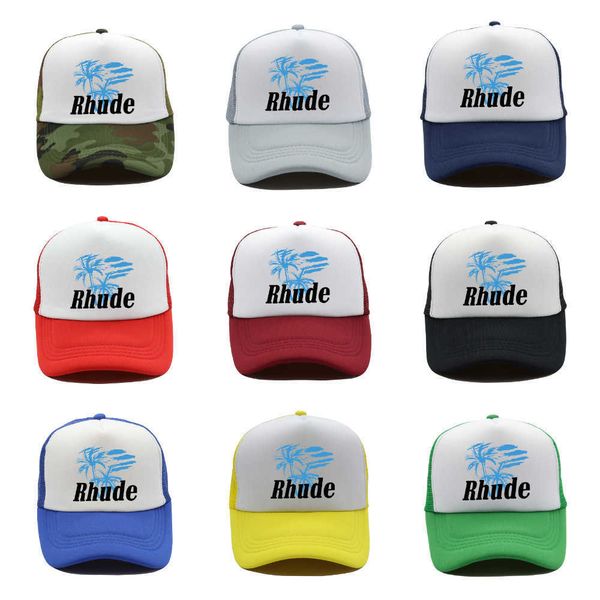 

ball caps rhude fashion brand printed american truck hat spring and summer couples versatile sun visor hat leisure sports baseball cap, Blue;gray