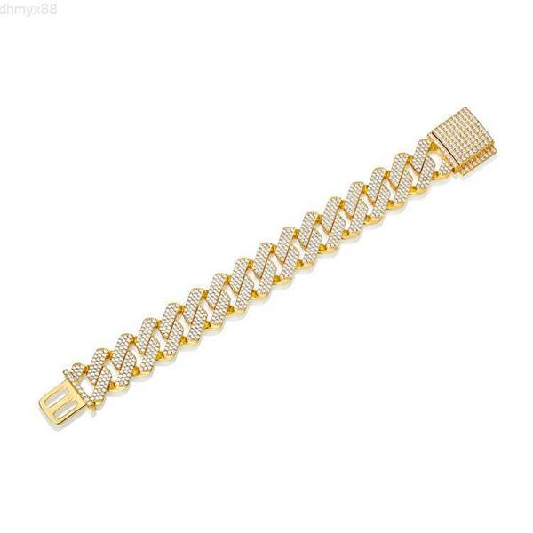 

customised new trendy 20mm new man's gold plated brass diamond iced out cuban hip hop bracelets, Silver