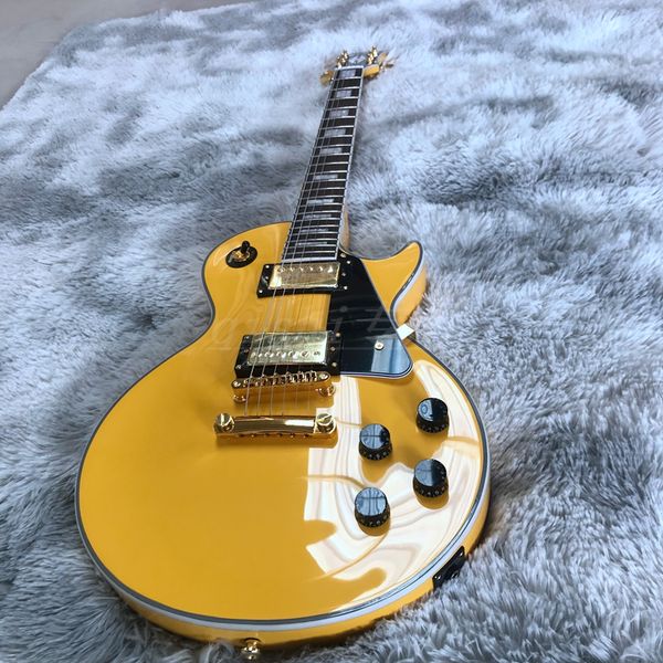 

yellow color electric guitar made in china mahogany wood body 22 fret