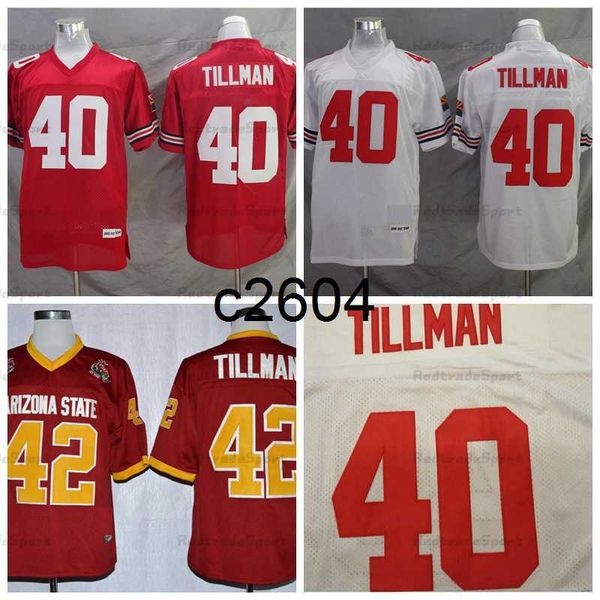 

c2604 vintage mens 40 patrick tillman football jerseys home red white stitched shirts embroidery red m-xxxl, Black