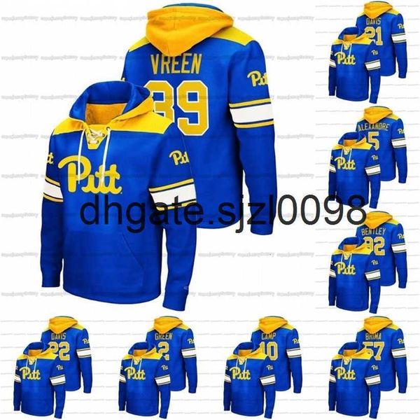 

sjsj98 pitt panthers college basketball hoodie jersey kyle vreen vincent davis bam brima tyler bentley davis beville keyshon camp kenny pick, Black