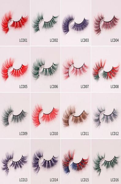 

25mm color lashes 6d false colored eyelashes natural real mink fluffy style eye lash extension makeup halloween colorful eyelash5930067