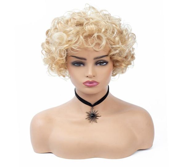 

short curly synthetic wigs golden blonde wig hairstyles cosplay for black women1027078