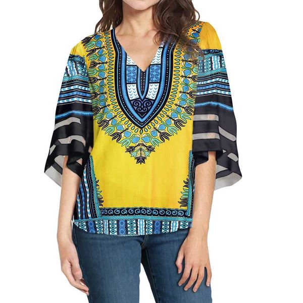 

blouse women puff sleeve v-neck fashion women's shirt, White