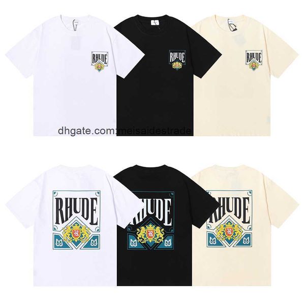 

designer t shirt 2022 spring and summer american fashion brand rhudes card printing men's and women's casual round neck short-slee, White;black