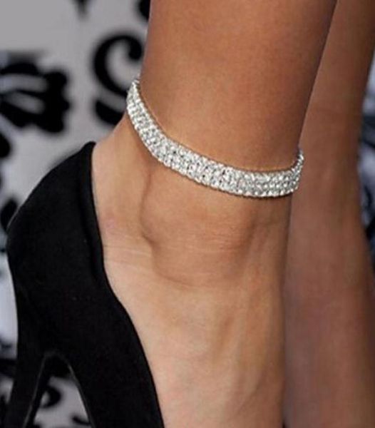 

europe and the united states flash drill row diamond flexible crystal anklet multilayer optional silver gold3210848, Red;blue