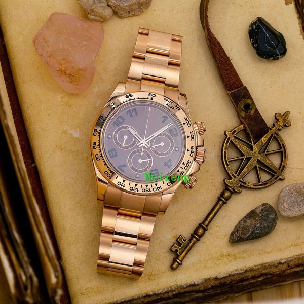 

luxury wristwatch brand new men's 7750 automatic watches 40mm 11650 chocolate arabic dial with rose gold oyster bracelet, Slivery;brown