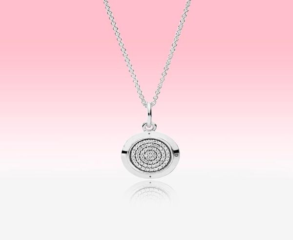 

cz diamond disc pendant necklace women mens fashion jewelry for 925 sterling silver chain necklaces with original gift box1847482