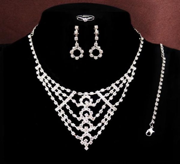

vintage classic type 18k silver plated austrian crystal bridal wedding jewelry sets wholesal9816451, Slivery;golden