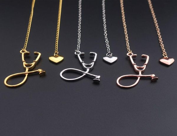 

new fashion medical jewelry alloy i love you heart pendant necklace stethoscope necklace for nurse doctor jewelry gift whole6724812, Silver