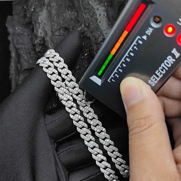 

nuoya 925 silver jewelry 8mm prong cuban link chain iced out pass diamond tester vvs moissanite sterling necklace