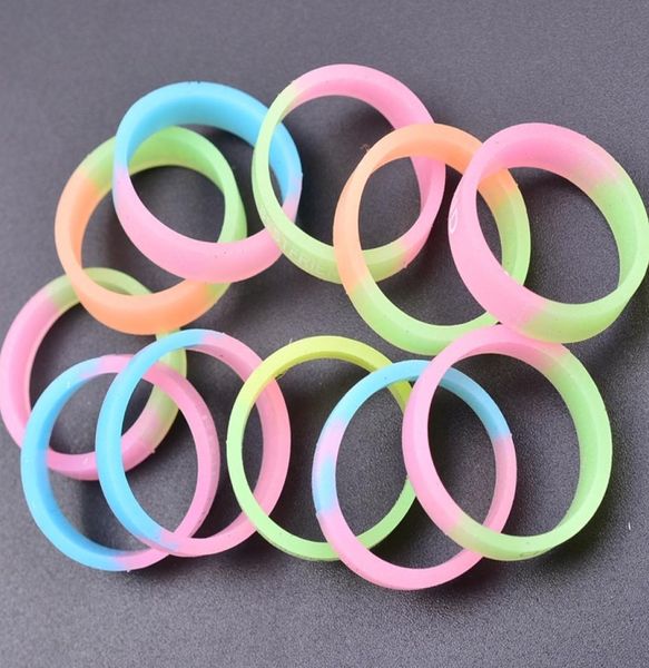 

luminous band rings silicone jewelry fluorescent jewelry random color 20mm5mm cute glow in the dark finger ring3415824, Silver