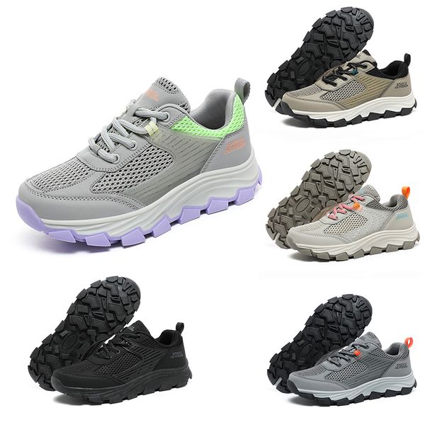

running shoes breathable lace-up women men black light gray beige dark gray trainers sports sneakers
