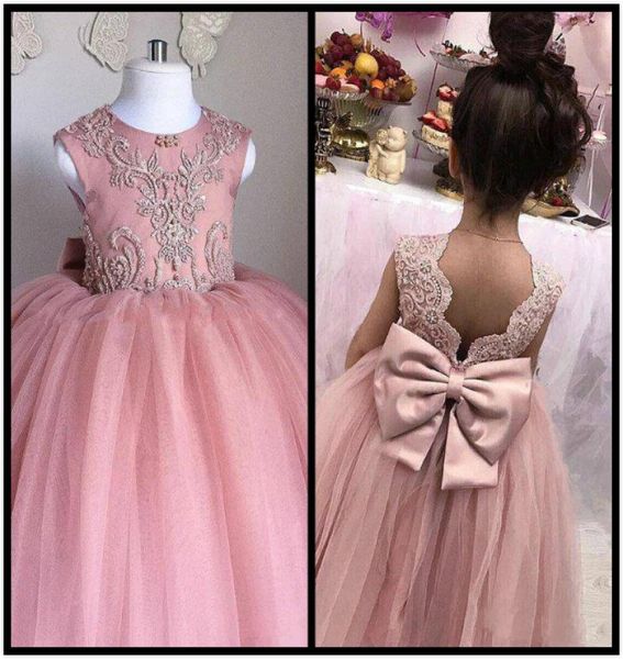 

2018 flower girl dresses ball gown jewel cap sleeve floor length girl pageant dresses lace applique bow sash for wedding party 2017454293, White;blue