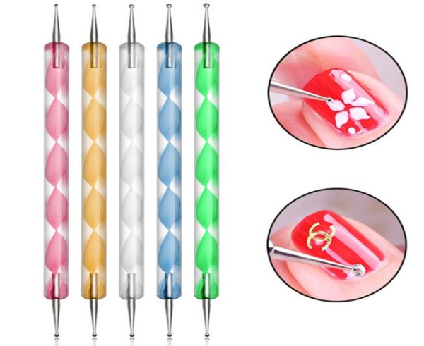 

5pcs nail art dotting pen tool set paint manicure kit uv polish painting drawing nail art kids tip dot hiaisb3222092, Silver