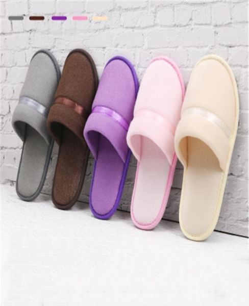

10 pairslot new simple slippers el travel spa portable slippers disposable home guest indoor cotton8755428, Black