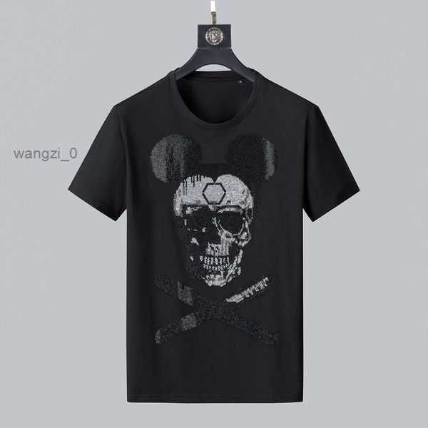 

phillip plain men's t designer pp skull diamond shirt short sleeve dollar brown bear brand tee o skulls tshirt tees asian size s-3xl 3, White;black