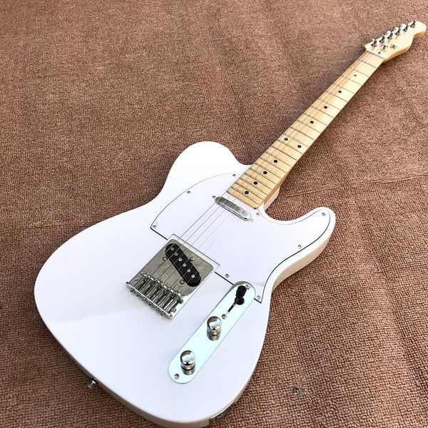 

custom shop, white tele electric guitar, maple fingerboard ing
