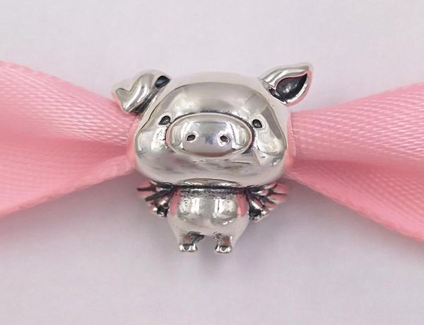 

andy jewel 925 sterling silver beads pippo the flying pig charm charms fits european style jewelry bracelets & necklace 7982535382223, Black