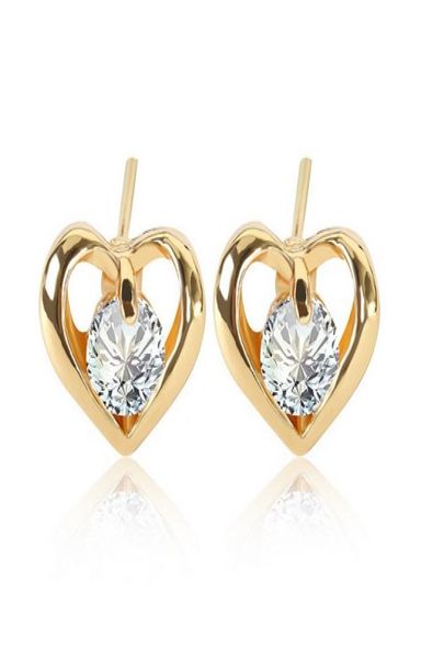 

hollow heart stud earrings cz stone silver gold plated earrings stud jewelry earrings2069142, Golden;silver