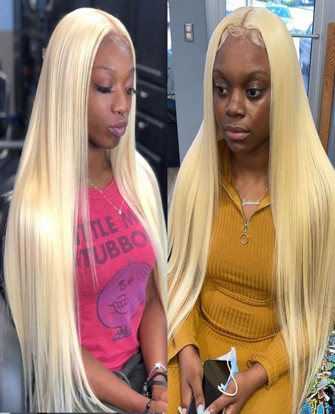 

blonde lace front wig human hair wigs pre plucked brazilian straight 13x1 deep part 613 honey blonde color hd lace frontal wig3069307, Black;brown