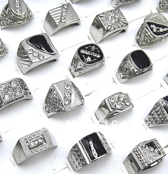 

selling 10pcs czech rhinestones enamel silver plated mens rings whole fashion jewelry1969899