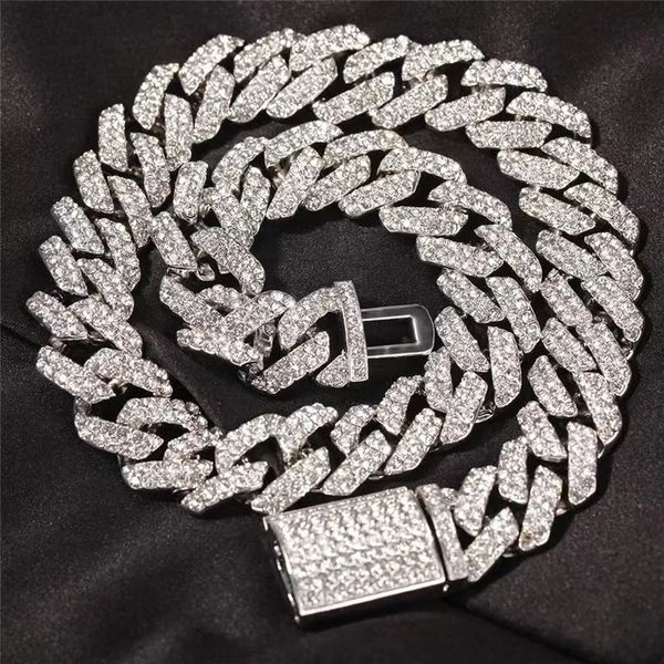 

mossanshi cuban necklace gold silver shiny diamond hip hop men's style accessory necklace