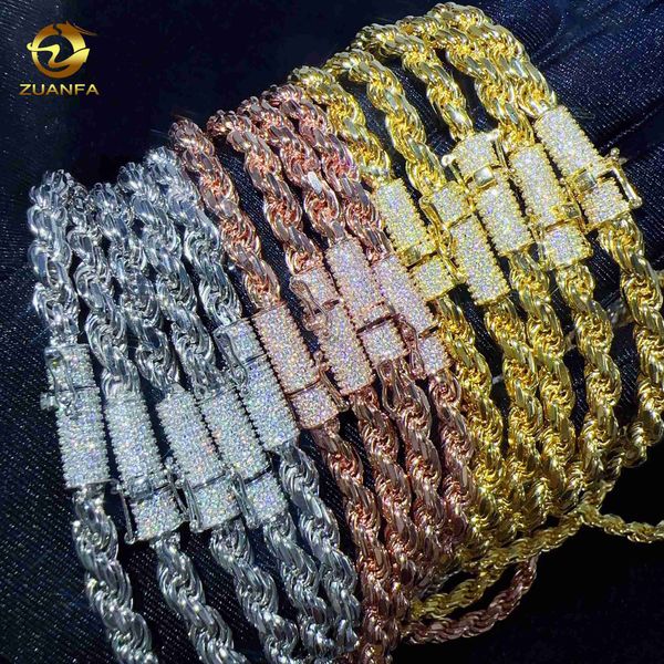 

fashion hip hop 6mm 925 sterling silver necklace with moissanite clasp iced out chains for men women