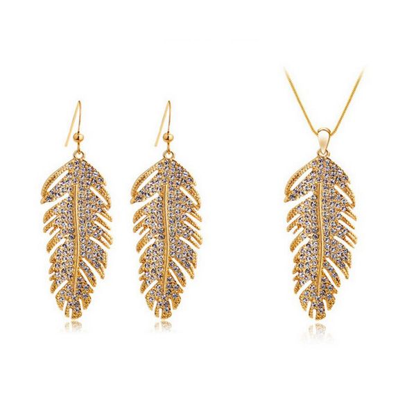 

wings of love necklace earrings sets south korean bohemia fashion women jewelry sets leaves jewelry for women 41388622624, Silver