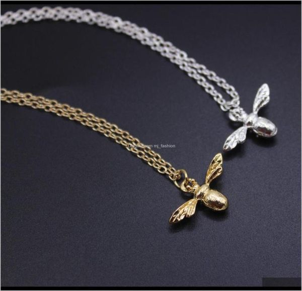

necklaces pendants drop delivery 2021 vintage simple bronze chain honey pendant jewelry bee keeper women necklace lover gifts sguq4442108, Silver