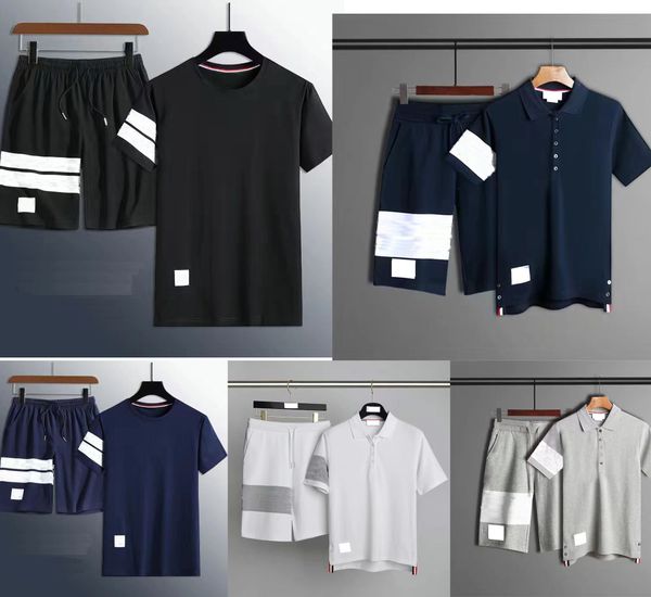 

men women t-shirts pure cotton loopback jersey brown knit engineered thom summer wear arm stripe sweatshirt crewneck pullover s-4xl t16, White;black