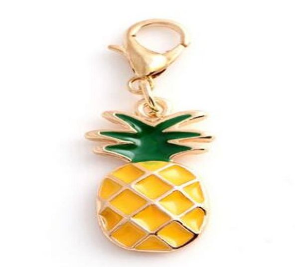 

20pcslot pineapple floating pendant charms with lobster clasp fit for chain locket necklace bracelet making8497861, Bronze;silver
