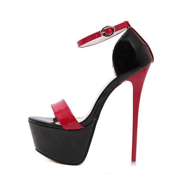 

nxy sandals size 34-46 summer women platform fetish stiletto high heels shoes wedding party buckle strap ladies pumps 230511, Black