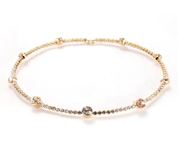 

elegant ladies delicate rhinestone choker necklace big crystal jewelry side open women039s girl039s choker neck7866714, Golden;silver