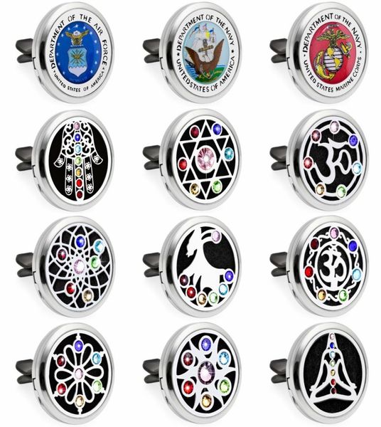 

30mm crystal aromatherapy car locket essential oil diffuser locket vent clip with 10pcs washable felt pads 3798767, Silver