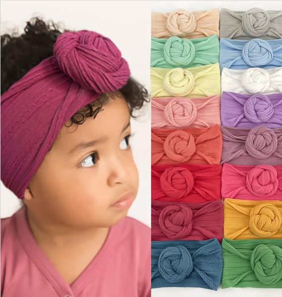 

18 colors children knot headbands girls soft nylon elastic hairbands hair accessories for kids m41474033326, Slivery;white