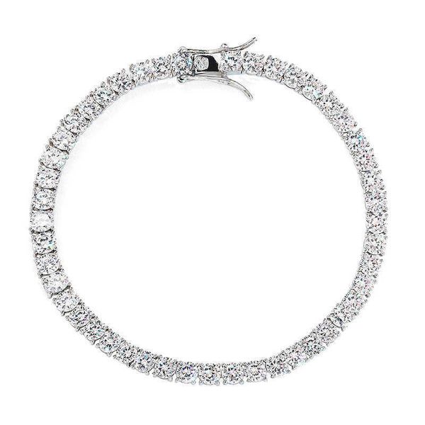 

fashion s925 sterling silver bracelet jewelry single row 4mm iced out diamond tennis