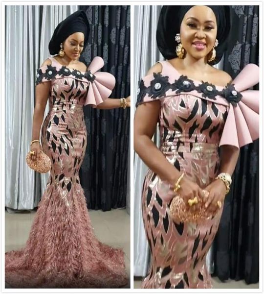 

2019 aso ebi arabic sparkly luxurious evening dresses lace feather prom dresses crystals formal party second reception gowns 7986822, Black
