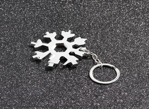 

18 in 1 snowflake multi pocket tool keychain spanner hex wrench multifunction screwdriver multipurpose camp survive outdoor hike1202881, Slivery;golden